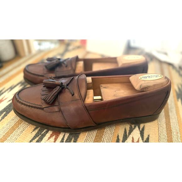 Vintage Cole Haan Brown Leather Tassel Loafers Men\'s 10.5 D Kiltie Preppy Dress